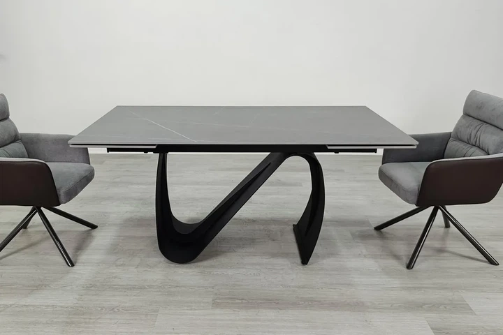 Стол JULIAN CERAMIC раскладной 160(240)х90 см керамика серый мат/черный - изображение 6