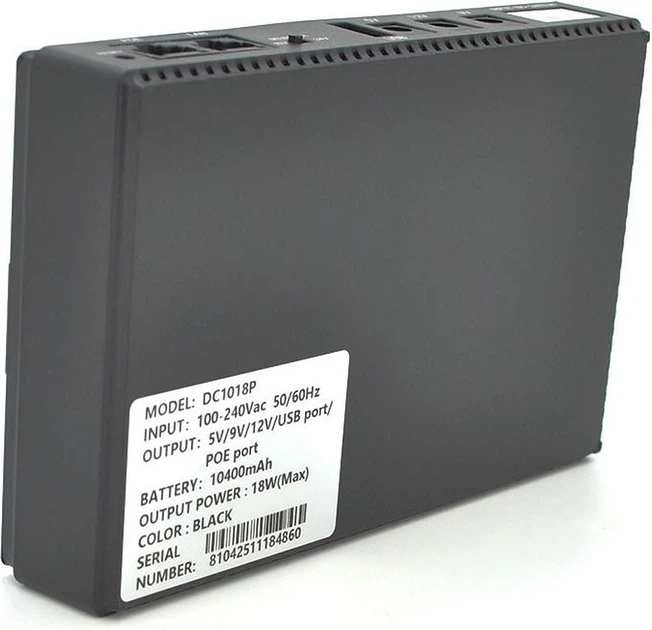 ДБЖ для роутерів/комутаторів Voltronic DC1018P 18W Output: USB-5V DC-5V/9V/12V POE-15/24V 1/2A Li-ion 10400mAh (YT37247) - зображення 2