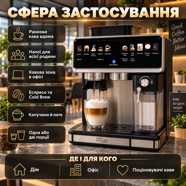 Автоматическая кофемашина для дома ZP-6811 20 Бар кофеварка универсальная с капучинатором 1500 Вт Черная - изображение 7