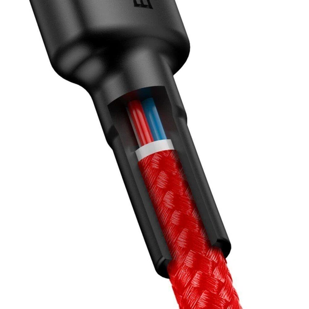 Кабель Baseus Cafule Type-C to Type-C 60W PD 2.0 (480 Мбит/с) 1m Красный (CATKLF-G09) - Фото 5 Кабель Baseus Cafule Type-C to Type-C 60W PD 2.0 (480 Мбит/с) 1m Красный (CATKLF-G09) - изображение 5
