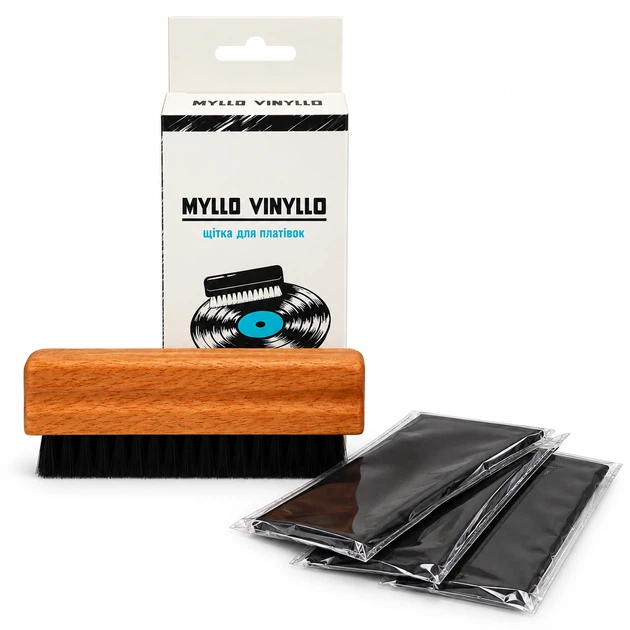 Щітка для вінілових платівок Myllo Vinyllo Record Brush з антистатичним ворсом + 3 серветки - зображення 2