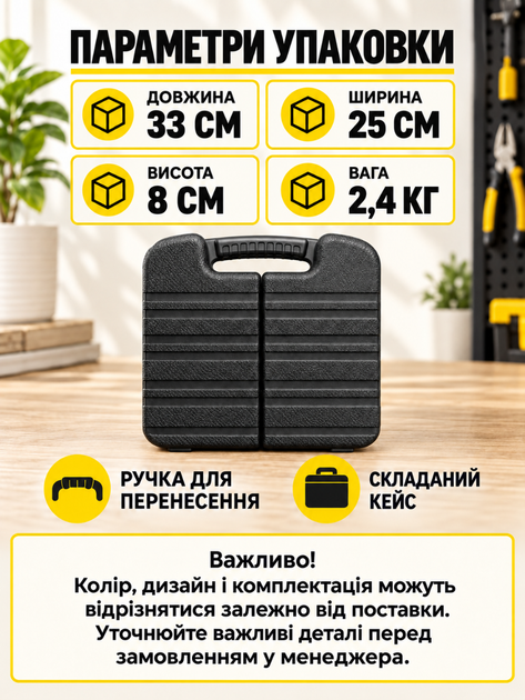 Набор ручных инструментов 129 предметов в складном кейсе для домашнего ремонта и сборки мебели черно-желтый (37261115) - изображение 3