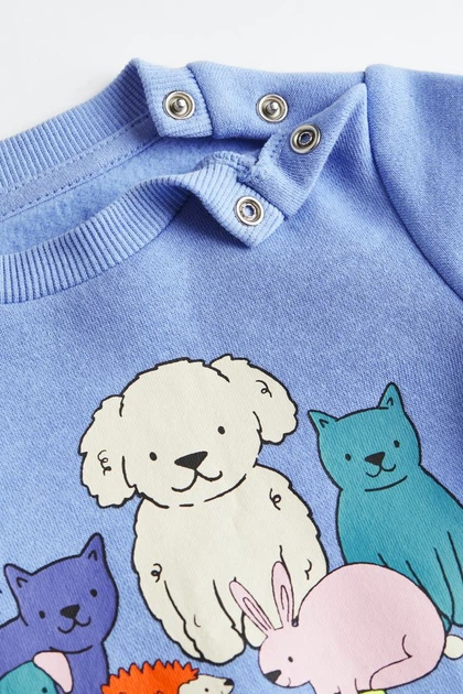 Костюм для хлопчика H&M, комплект дитячий на мікробайці (світшот та штани), 1,5-2 роки, 86-92 см, блакитний - изображение 5