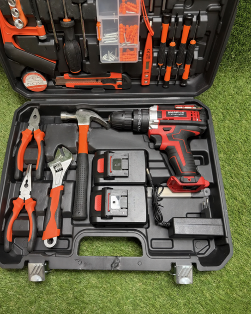 Аккумуляторная дрель-шуруповерт с набором инструментов Krafftec GSR 185-LI 48V/6Ah Мощный шуруповерт с двумя АКБ в кейсе 55/95 Нм - изображение 9