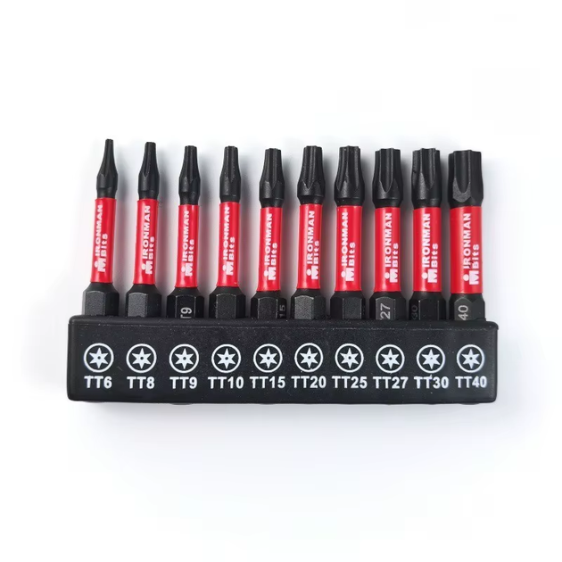 Набір біт Torx з отвором (TT) TT6–TT40 50 мм з тримачем 10 шт. - Фото 1 Набір біт Torx з отвором (TT) TT6–TT40 50 мм з тримачем 10 шт. - зображення 1