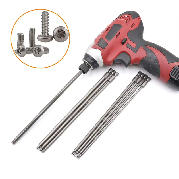 Набір біт Torx з отвором (TT) наддовгих TT8–TT40 200 мм 8 шт. - зображення 4