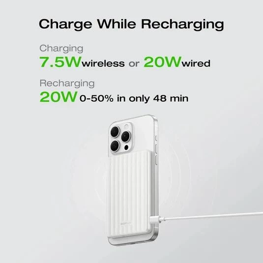 Павербанк ультратонкий магнітний EcoFlow MagSafe Power Bank RAPID Mag 5000mAh 20W Wireless White (Бездротовий зовнішній акумулятор) - зображення 4