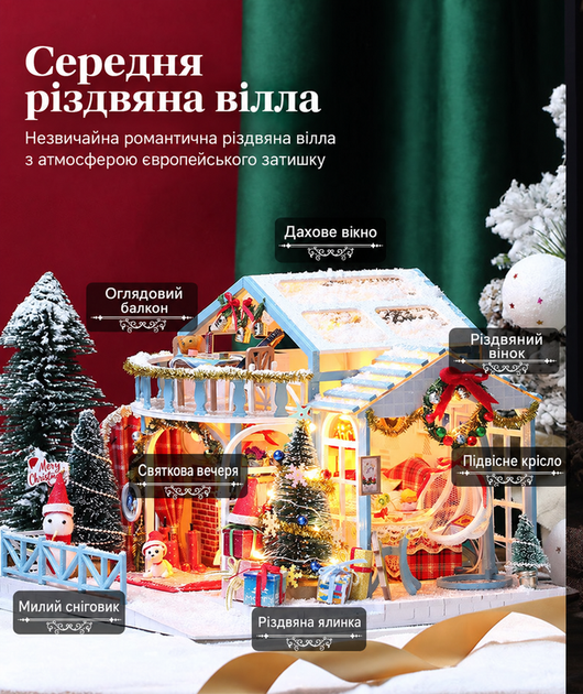 Рождественский домик DIY Snowy Night для самостоятельной сборки с подсветкой - изображение 3