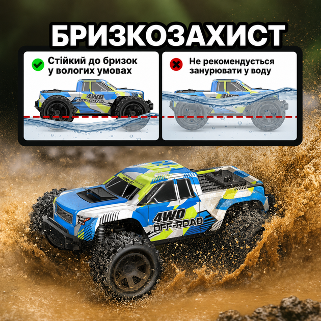 Радіокерована машинка MJX 18208 1:18 4WD до 45 км/год, RC позашляховик, металева трансмісія, масляні аморт 2 АКБ / 2 кузови - зображення 10