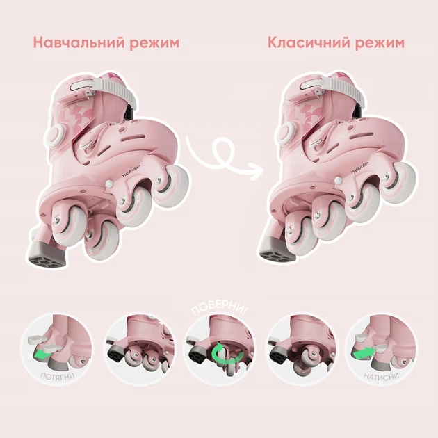 Роликові ковзани Yvolution Twista 24-28 см пластик рожеві - зображення 5