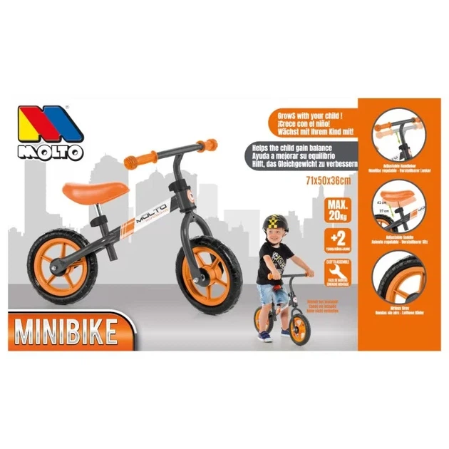 Беговел детский Molto Minibike, оранжевый, колеса EVA - Фото 4 Беговел детский Molto Minibike, оранжевый, колеса EVA - изображение 4