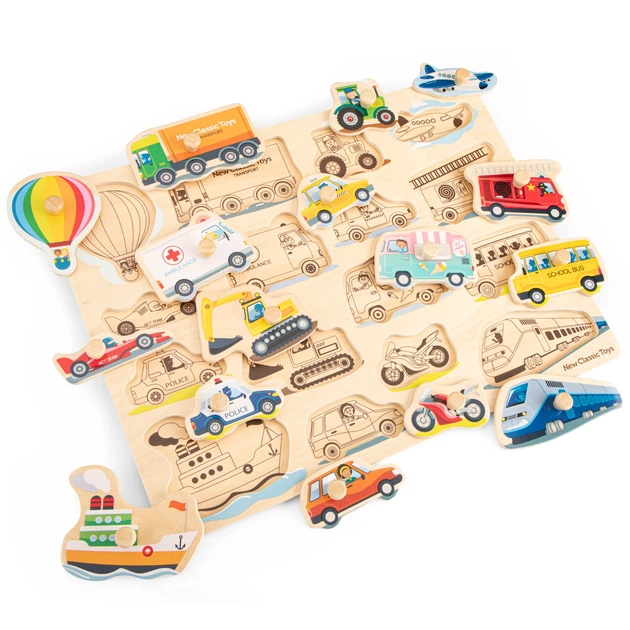 Деревянный пазл Транспорт New Classic Toys, 16 деталей - изображение 3