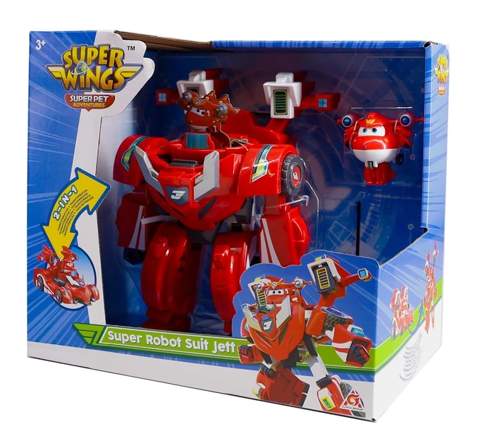 Игровой набор трансформер Super Wings Super Robot Suit Джетт 18 см ударопрочный пластик - изображение 4