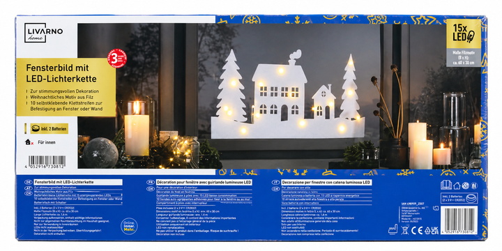 Декоративне віконне панно LIVARNO home з LED-гірляндою, 15 LED, 60×30 см, новорічний декор - Фото 2 Декоративне віконне панно LIVARNO home з LED-гірляндою, 15 LED, 60×30 см, новорічний декор - зображення 2