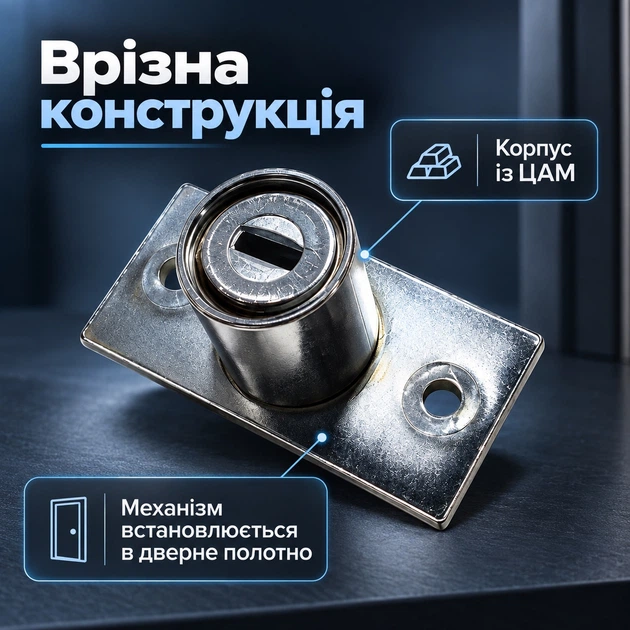 Шариковый фиксатор дверной APECS R-0001-CR хром - изображение 3