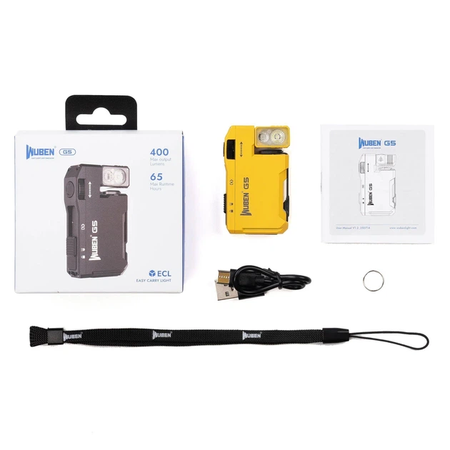 Универсальный карманный EDC фонарь Wuben G5 RGB Yellow (400 LM, 82 м) - Фото 10 Универсальный карманный EDC фонарь Wuben G5 RGB Yellow (400 LM, 82 м) - изображение 10