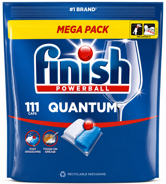 Капсули для посудомийних машин Finish Powerball Quantum 111 шт - Фото 1 Капсули для посудомийних машин Finish Powerball Quantum 111 шт - зображення 1