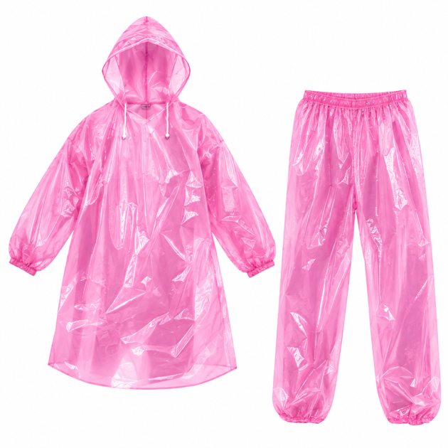 Дощовик Raincoat Set комплект плащ і брюки, рожевий - зображення 2