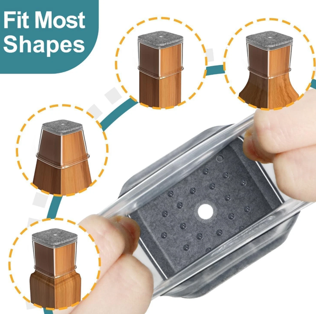 Силиконовые накладки для ножек стульев SoftStep Black 3×3 см, 16 шт, черные - защита пола - изображение 5