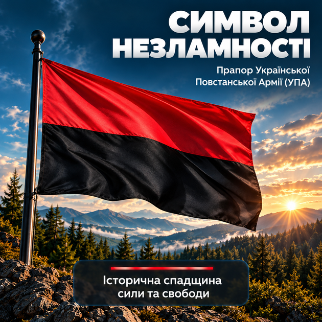 Прапор УПА ручний 140х90 см національний патріотичний червоно-чорний вуличний на стіну будинок та флагшток бандерівський прапор ОУН УПА повстанський тканинний Kayfovo K150 - зображення 2