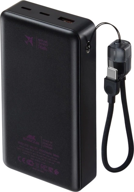 УМБ RIVACASE RIVAPOWER VA2312 20000 mAh 22.5W Black - Фото 6 УМБ RIVACASE RIVAPOWER VA2312 20000 mAh 22.5W Black - изображение 6