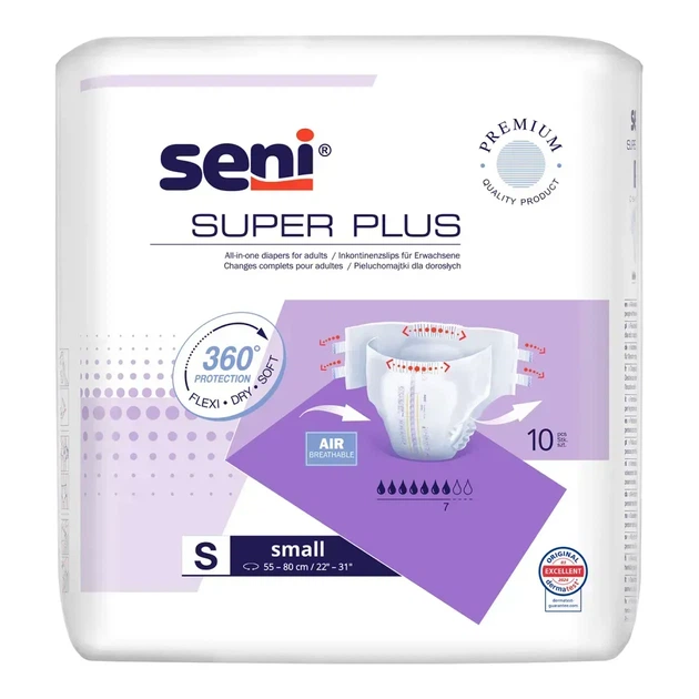 Підгузки для дорослих Seni Super Plus Small (S), 10 шт (5900516803551) - Фото 1 Підгузки для дорослих Seni Super Plus Small (S), 10 шт (5900516803551) - изображение 1