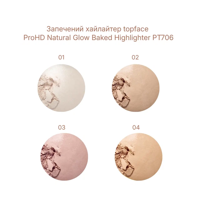 Хайлайтер запеченный для лица Topface ProHD Natural Glow (PT706), 004 Cool Reflect Золотистый - изображение 3