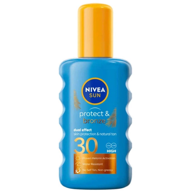 Солнцезащитный спрей Nivea Protect & Bronze Sun Spray SPF 30, 200 мл - Фото 1 Солнцезащитный спрей Nivea Protect & Bronze Sun Spray SPF 30, 200 мл - изображение 1