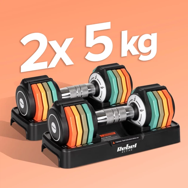 Гантели с регулируемым весом REBEL ACTIVE 2x5кг шаг 1кг (RBA-2334) - изображение 6