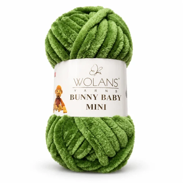 Пряжа Wolans Bunny Baby Mini плюшева хакі 20 г 24 м (W220-32/20) - Фото 1 Пряжа Wolans Bunny Baby Mini плюшева хакі 20 г 24 м (W220-32/20) - изображение 1
