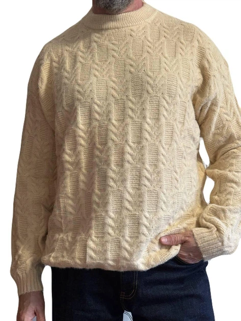 Теплий светр з кашеміром, пухнастий, світло-бежевий, 2XL-3XL - зображення 2