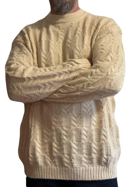 Теплий светр з кашеміром, пухнастий, світло-бежевий, 2XL-3XL - зображення 3