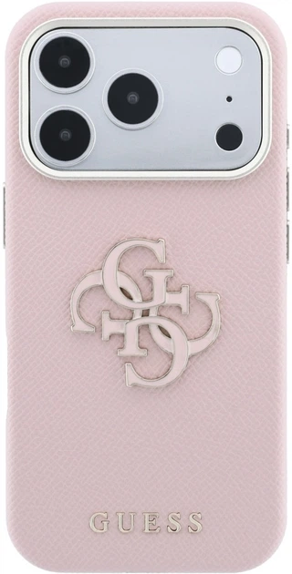 Etui na smartfon Guess Grained & Big Resin Logo do Apple iPhone 18 Pro / Apple iPhone 17 Pro Pink (3666339654948) - obraz 3