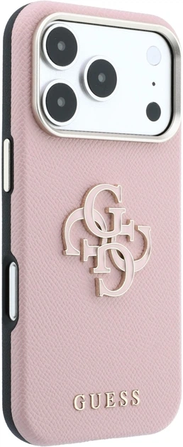 Etui na smartfon Guess Grained & Big Resin Logo do Apple iPhone 18 Pro / Apple iPhone 17 Pro Pink (3666339654948) - obraz 4