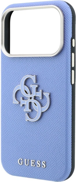 Etui na smartfon Guess Grained & Big Resin Logo do Apple iPhone 18 Pro Max / Apple iPhone 17 Pro Max Niebieskie (3666339655037) - obraz 5