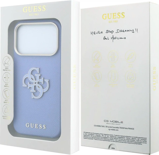 Etui na smartfon Guess Grained & Big Resin Logo do Apple iPhone 18 Pro Max / Apple iPhone 17 Pro Max Niebieskie (3666339655037) - obraz 7
