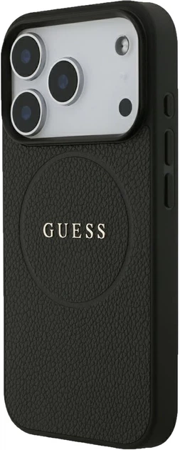 Etui na smartfon Guess Grained Gold Ring MagSafe do Apple iPhone 18 Pro / Apple iPhone 17 Pro Czarne (3666339673536) - obraz 2