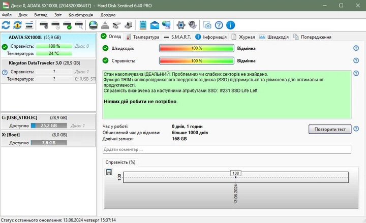 SSD диск 2.5 SATA 60GB ADATA б/в - Фото 3 SSD диск 2.5 SATA 60GB ADATA б/в - зображення 3