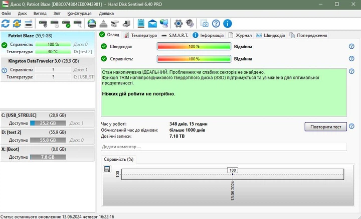 SSD диск 2.5 SATA 60GB Patriot б/в - зображення 2