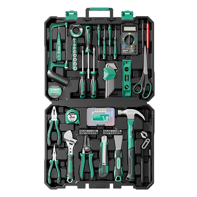 Набір ручних інструментів GREENER Household Toolbox Set із 156 предметів для електротехнічних, столярних та телекомунікаційних робіт - Фото 4 Набір ручних інструментів GREENER Household Toolbox Set із 156 предметів для електротехнічних, столярних та телекомунікаційних робіт - зображення 4
