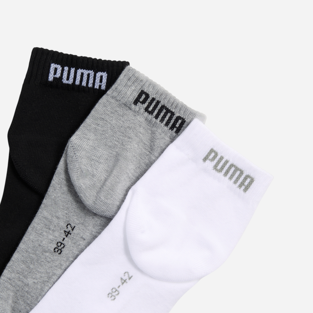 Набор мужских носков коротких хлопковых Puma Unisex Quarter Plain 3P 938589-17 43-46 3 пары Серый, белый, черный (8720245637978) - изображение 2