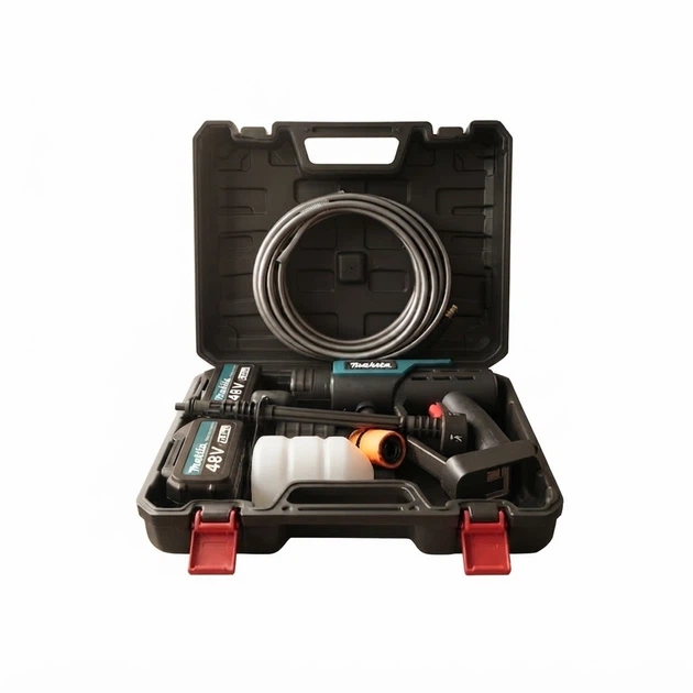 Бездротова автомийка Makita DHW205Z 30 бар акумуляторна мийка 48 В 6 А·год з 2 батареями апарат високого тиску 230 л/год для миття авто саду фасаду 6 режимів струменя шланг 5 м - зображення 5