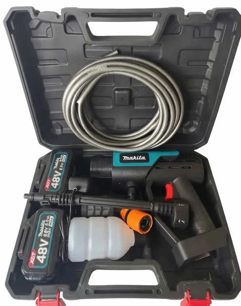 Бездротова автомийка Makita DHW205Z 30 бар акумуляторна мийка 48 В 6 А·год з 2 батареями апарат високого тиску 230 л/год для миття авто саду фасаду 6 режимів струменя шланг 5 м - зображення 7
