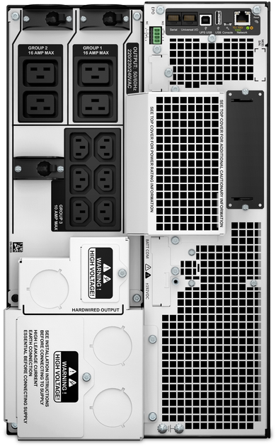 ИБП APC Smart-UPS Online 8000VA/8000W, RT 6U, LCD, USB, RS232, 6xC13, 4xC19 (SRT8KXLI) - Фото 4 ИБП APC Smart-UPS Online 8000VA/8000W, RT 6U, LCD, USB, RS232, 6xC13, 4xC19 (SRT8KXLI) - изображение 4