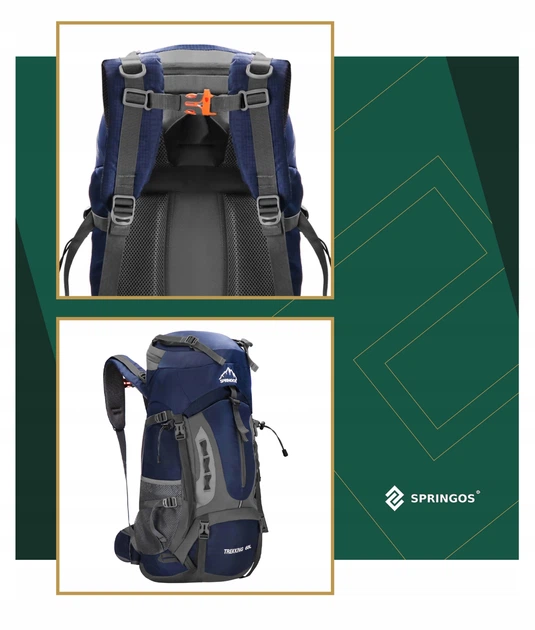 Рюкзак туристичний Springos 60 л CS0129 Navy Blue/Grey - зображення 9