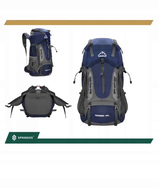 Рюкзак туристичний Springos 60 л CS0129 Navy Blue/Grey - зображення 10