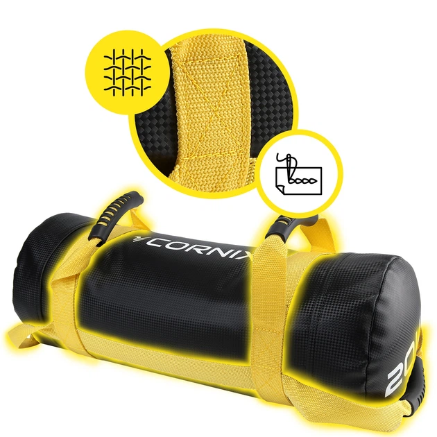 Мішок для кросфіту Cornix 20 кг тренувальний XR-0551 Black/Yellow - зображення 6