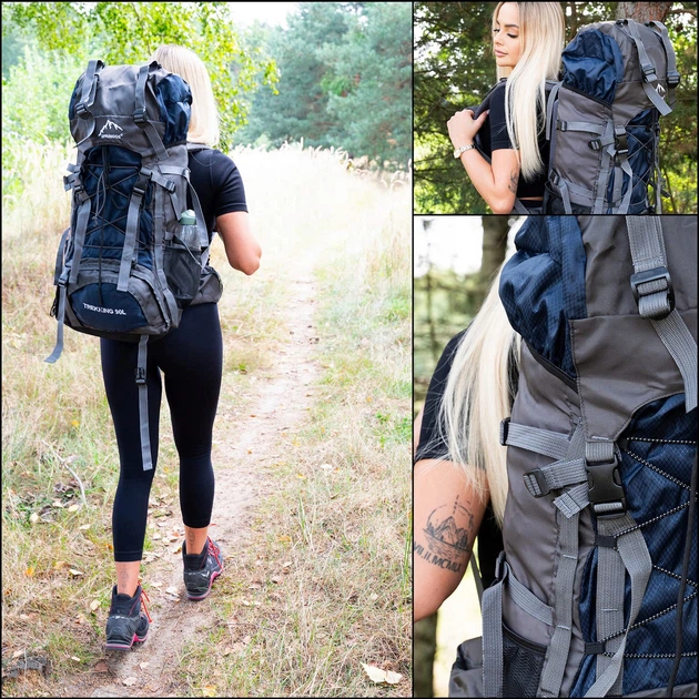 Туристический рюкзак Springos 90 л CS0130 Navy Blue/Grey - Фото 2 Туристический рюкзак Springos 90 л CS0130 Navy Blue/Grey - изображение 2