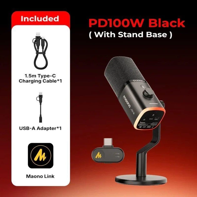 Микрофон Maono PD100W Black (G-000004382) - Фото 3 Микрофон Maono PD100W Black (G-000004382) - изображение 3