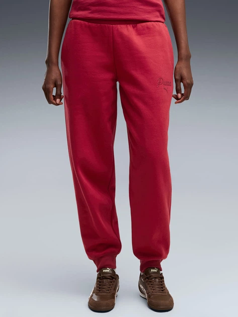 Спортивні штани на флісі жіночі Puma ESS Script Sweatpants FL 69406723 M Червоні (4070033363041) - Фото 1 Спортивні штани на флісі жіночі Puma ESS Script Sweatpants FL 69406723 M Червоні (4070033363041) - зображення 1